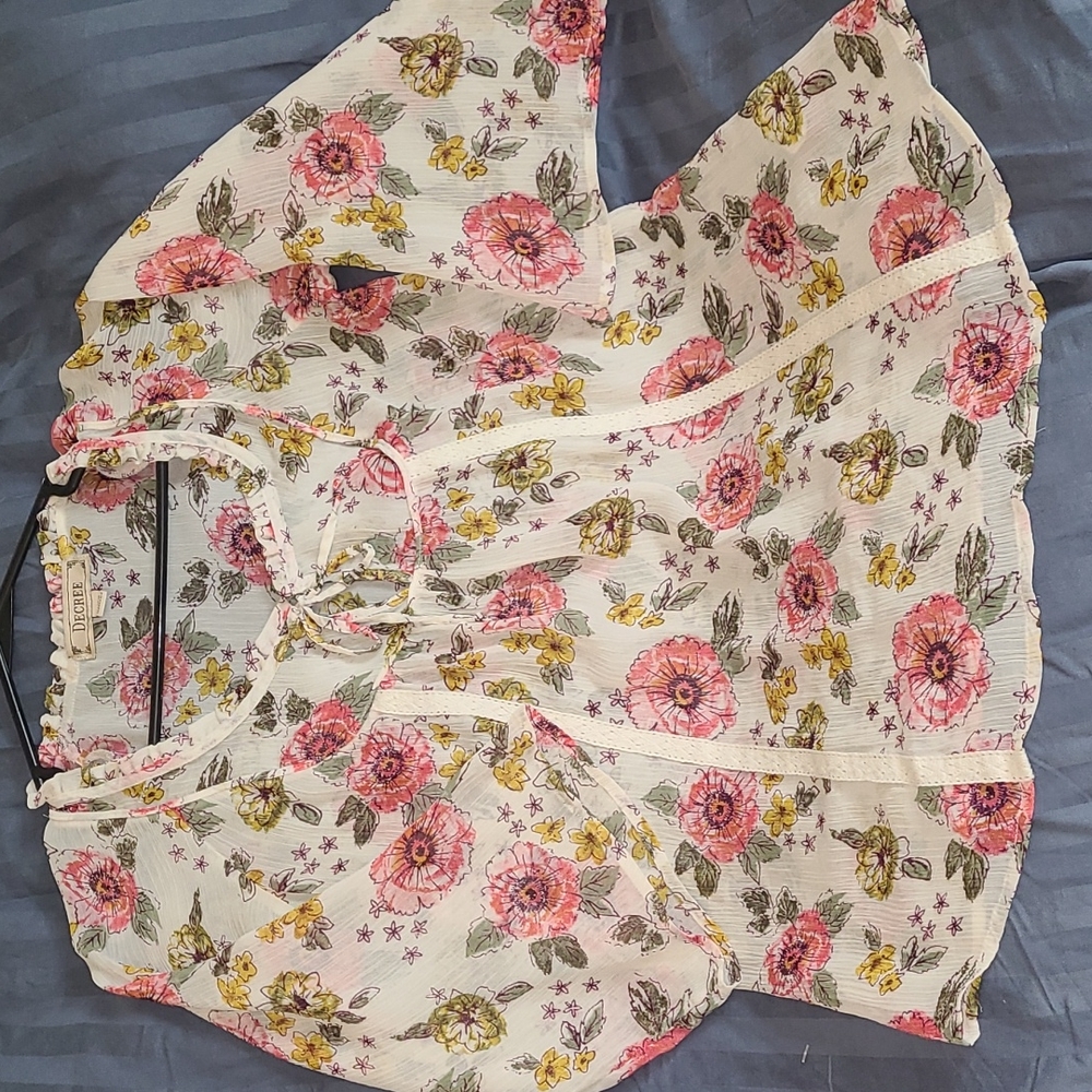 Decree Semi Sheer Floral Blouse